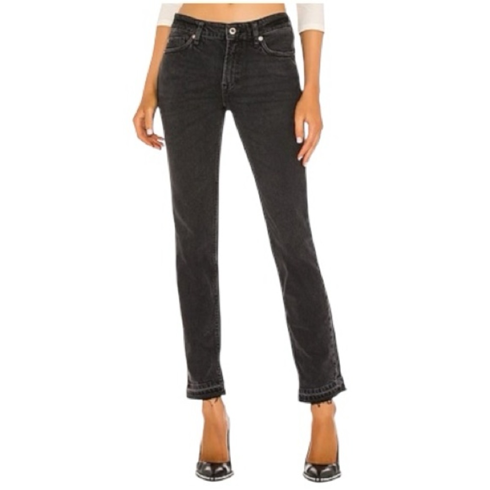 We The Free Raw Hem. Boyfriend CRVY Jeans in Faded Black FREE PEOPLE size 26